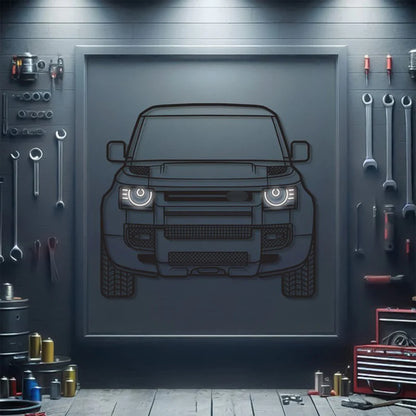 2020 Defender Front View Metal Neon Car Wall Art