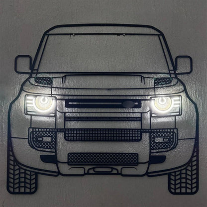 2020 Defender Front View Metal Neon Car Wall Art