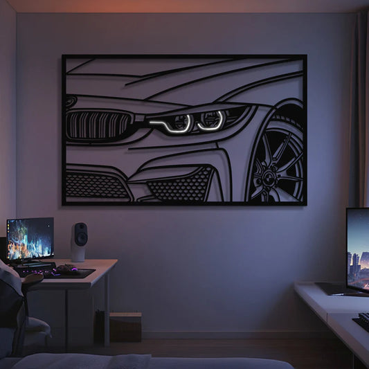 F82 M4 Apex Front View Metal Neon Frame Wall Art
