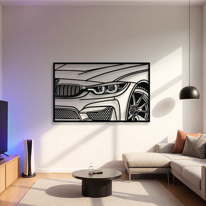 F82 M4 Apex Front View Metal Neon Frame Wall Art
