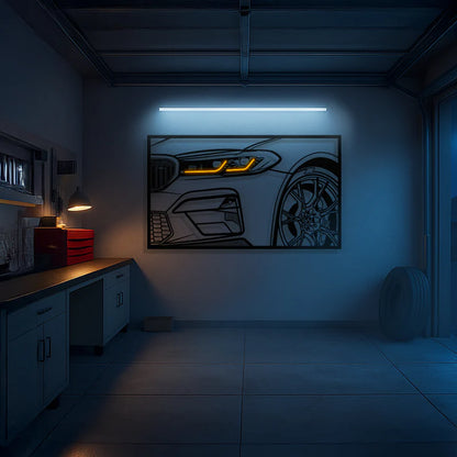 M5 F90 CS Apex Front View Metal Neon Frame Wall Art