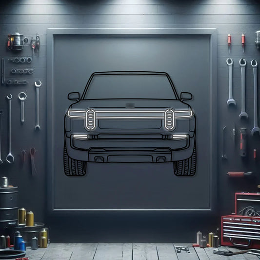 2023 Rivian R1T Front View Metal Neon Car Wall Art
