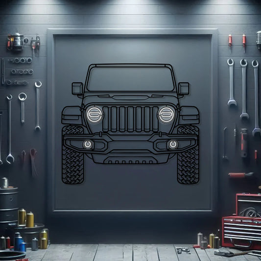 Wrangler Front View Metal Neon Car Wall Art